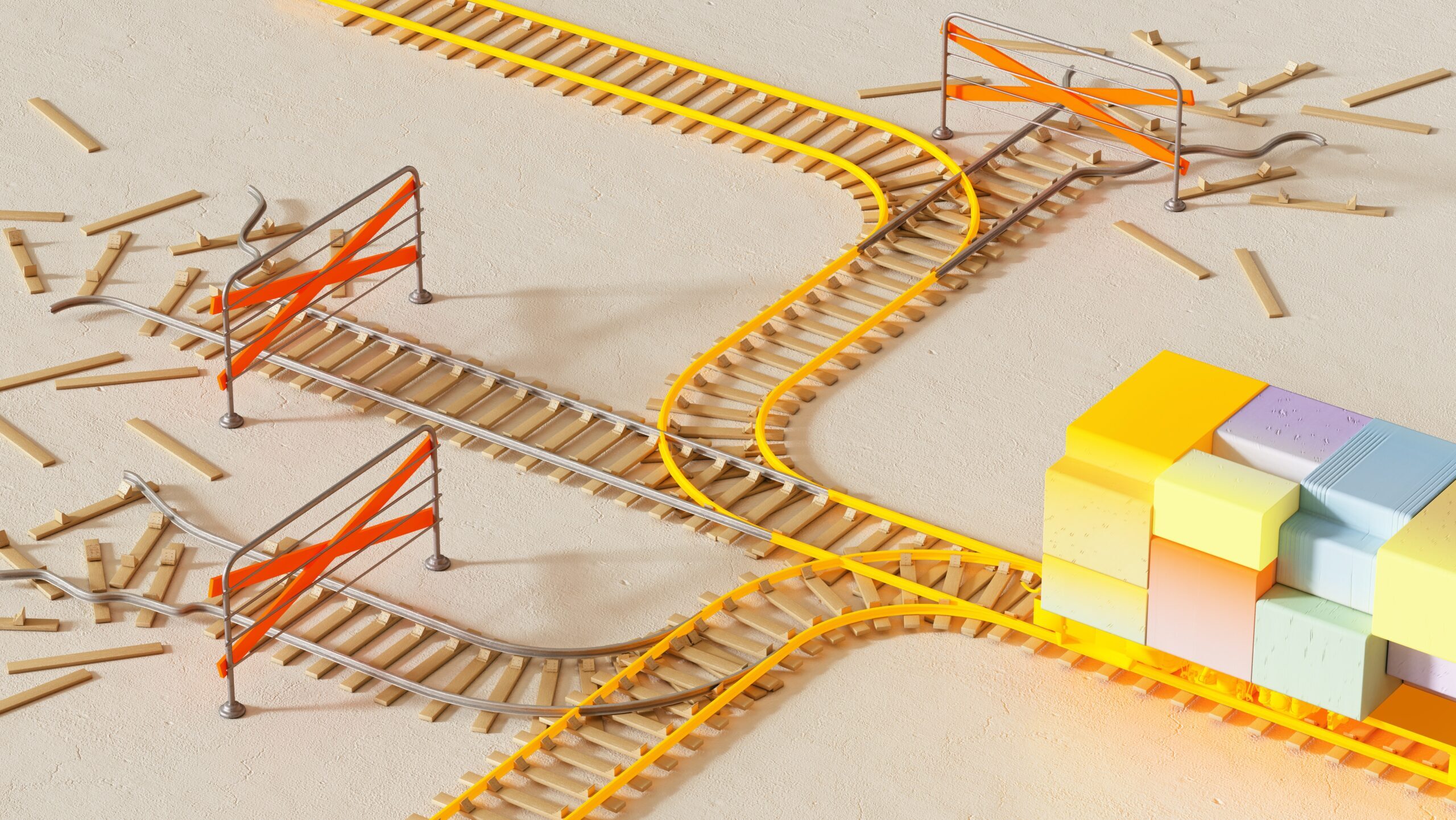 An abstract image depicting a railway and a train