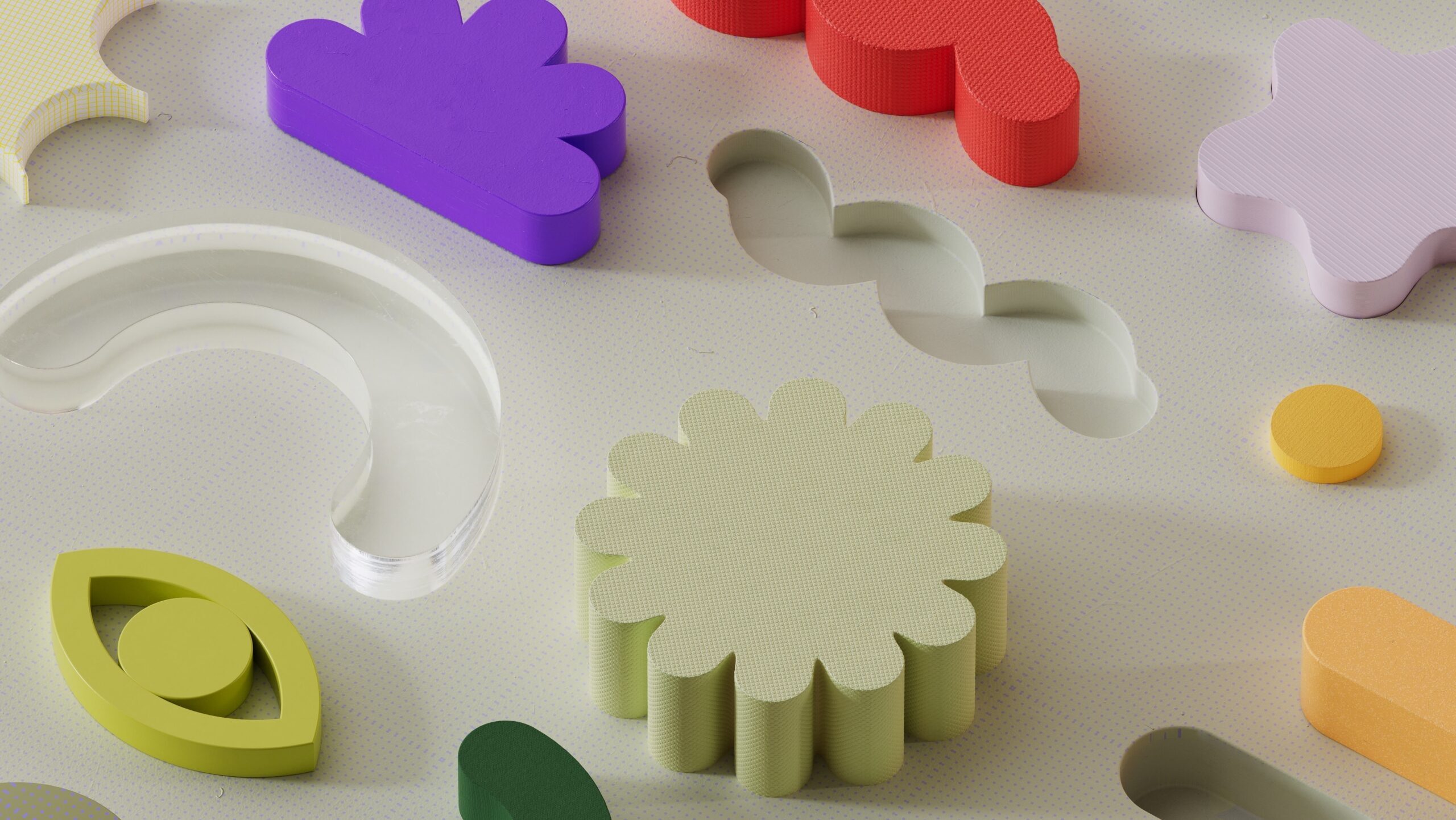 different shapes and colours of objects